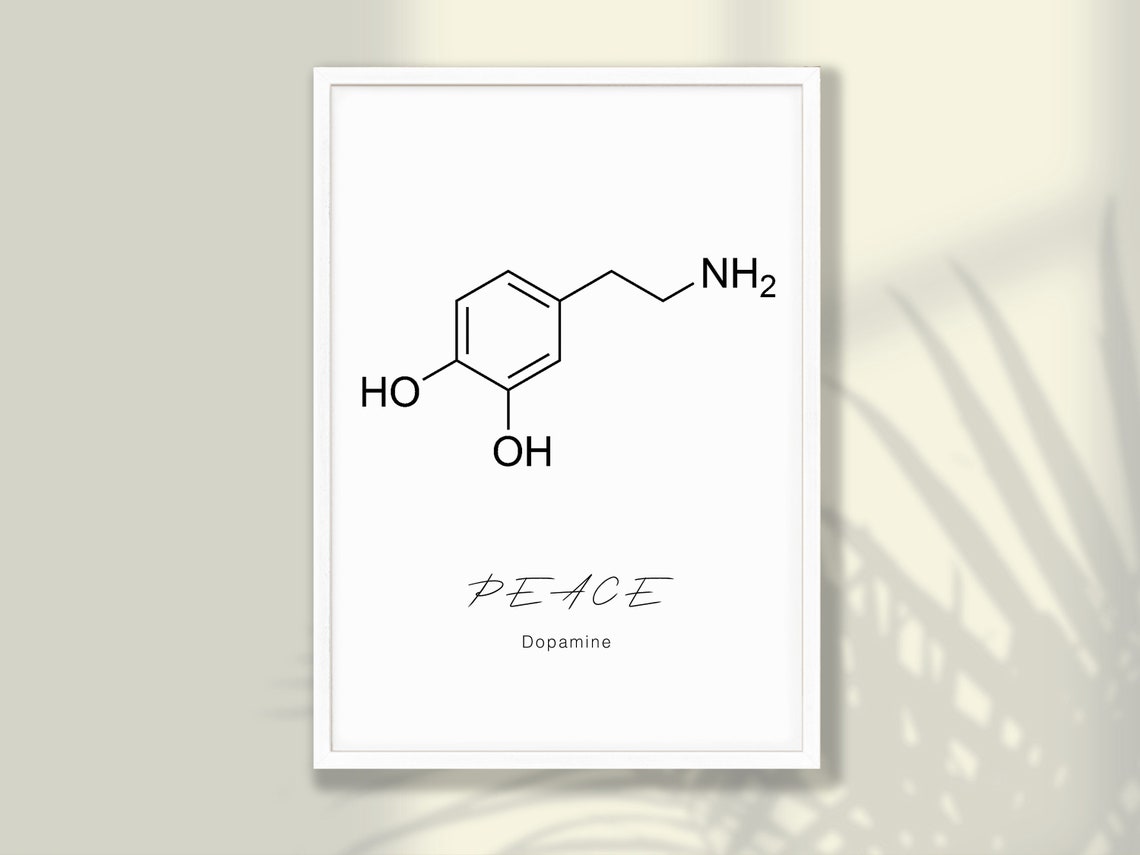 Dopamine Molecule Peace Science Chemistry Minimalist Art Print