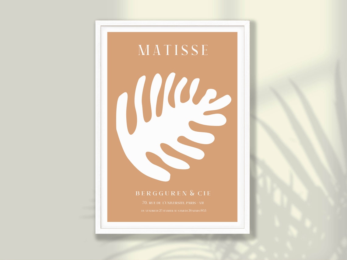 Matisse White Coral Leaf On Warm Terracotta Gallery Art Poster