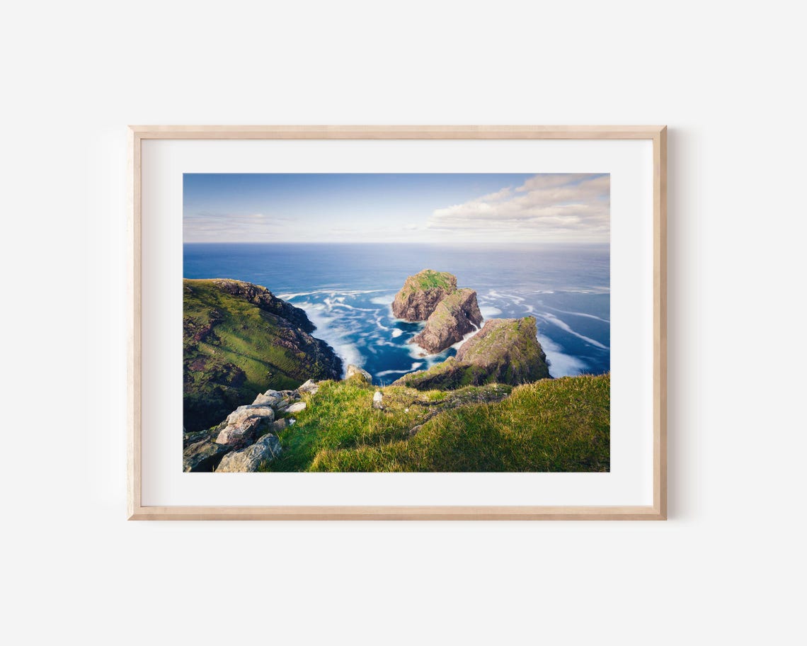 Cape Wrath Scotland Sea Stacks Green Cliffs Coastal Photo Poster