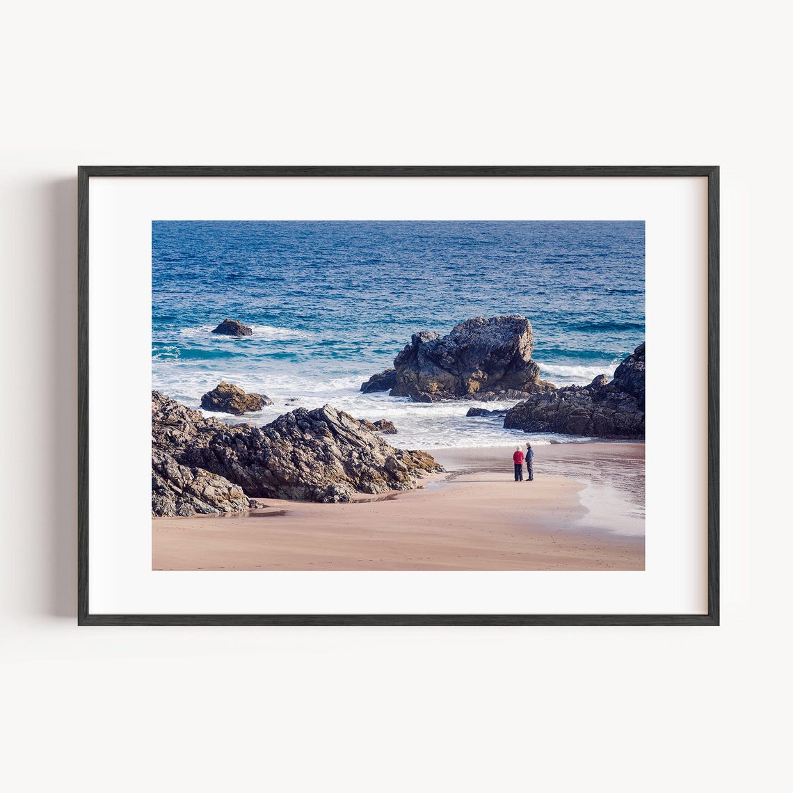 Sango Bay Scotland Rocky Shore Couple Beach Walk Coastal Poster