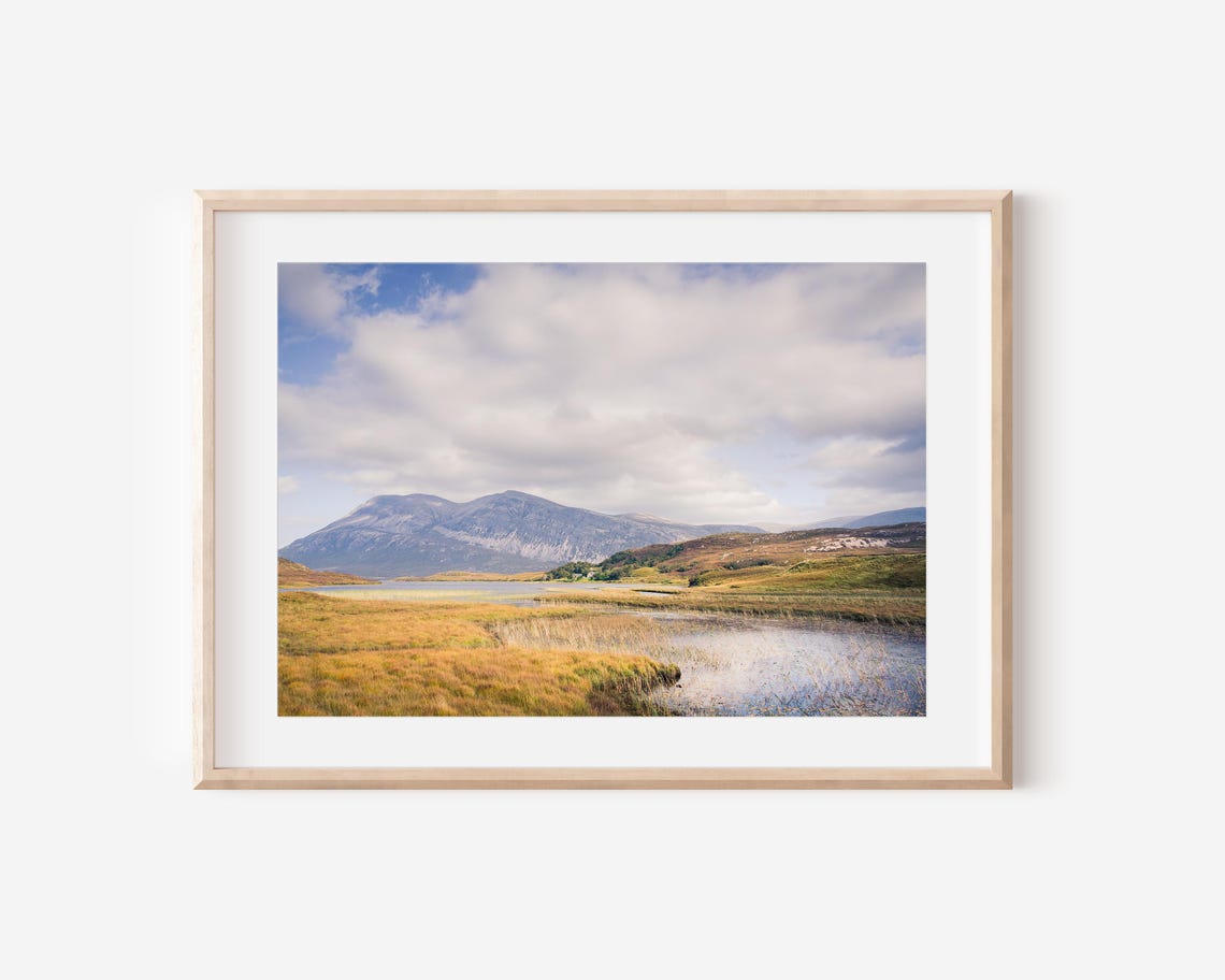 Scottish Highlands Loch Mountain Autumn Landscape Photo Print