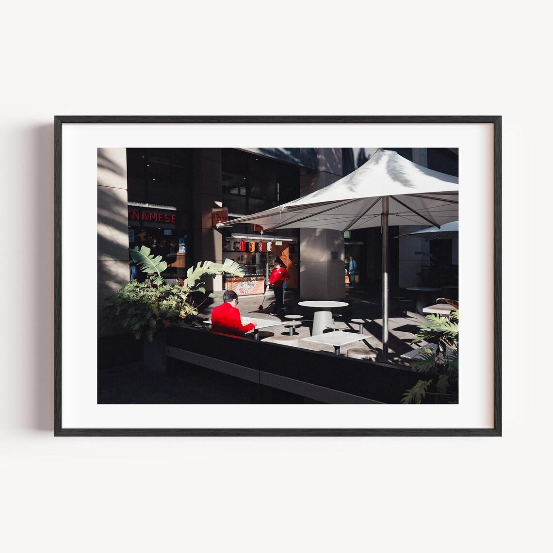 Sydney Street Cafe Red Jackets Sunlit Urban Photography Art Poster