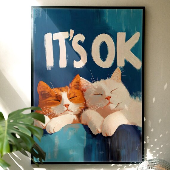 Orange Tabby Cat Kitsch Preppy Kitchen Cat Lover Cute Decor Print