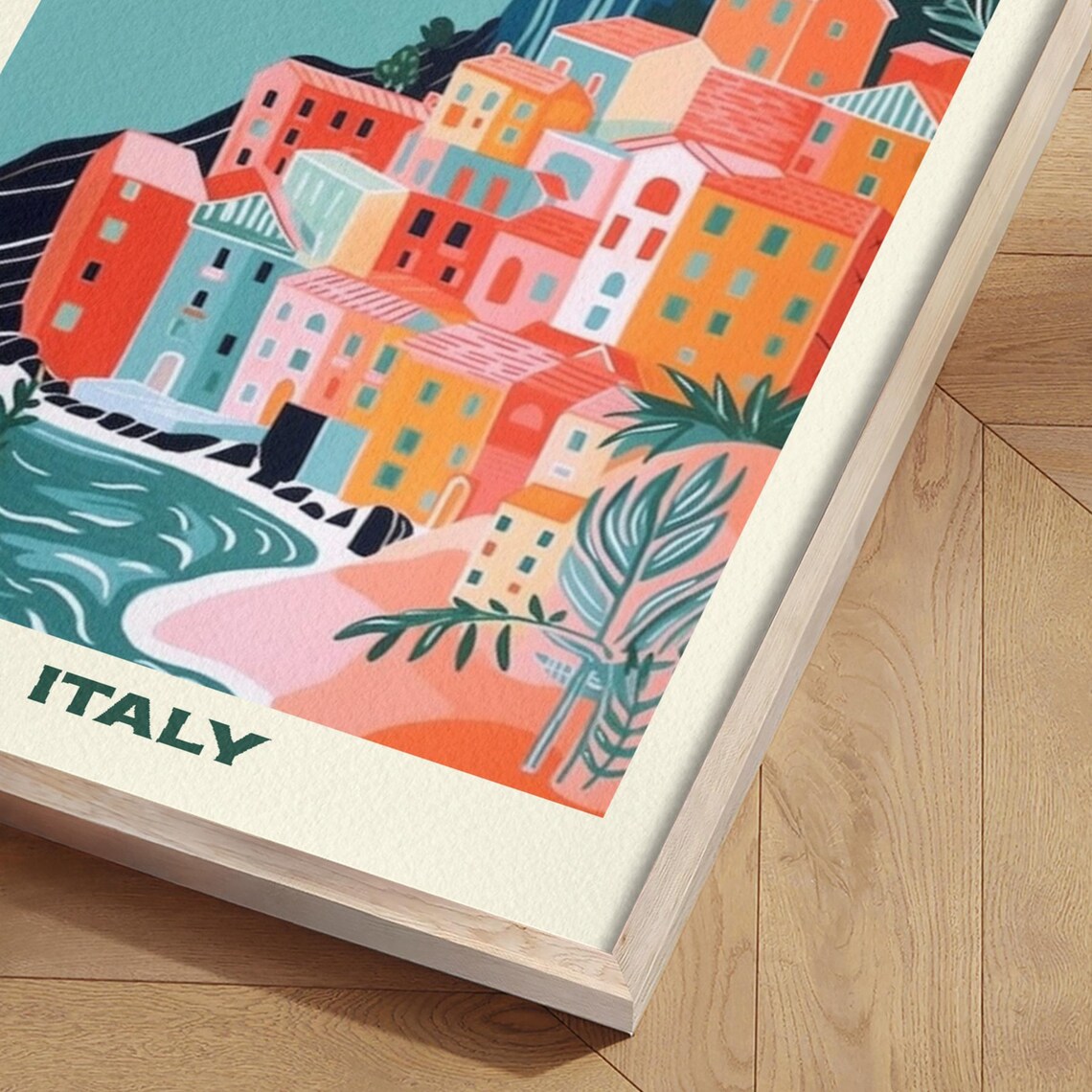 Colorful Cliffside Village on the Italian Coast Travel Poster - Image 2