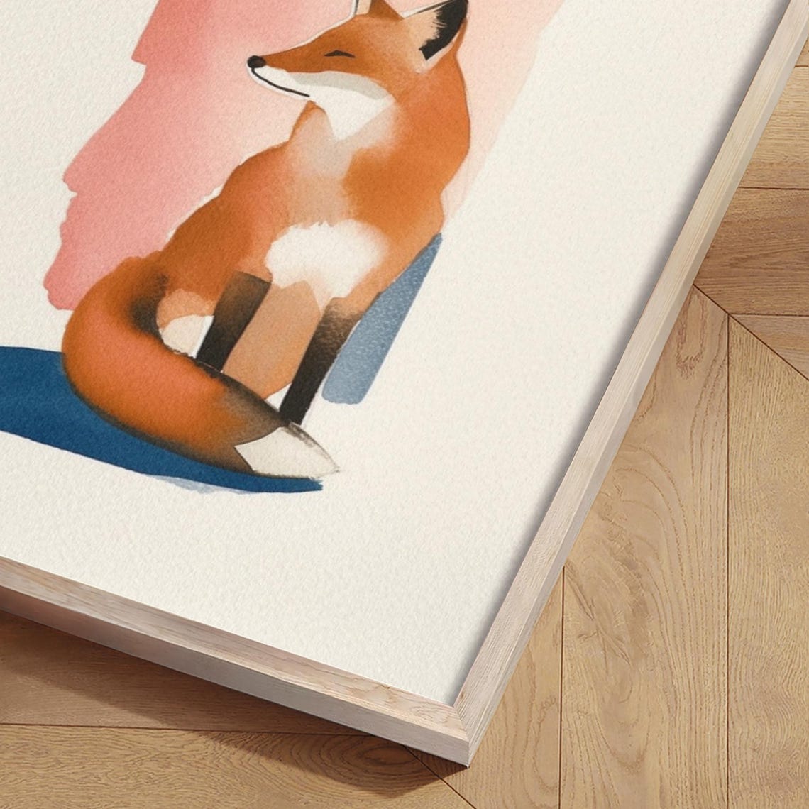 Serene Watercolor Fox Sitting Sweet Woodland Nursery Animal Poster - Image 2