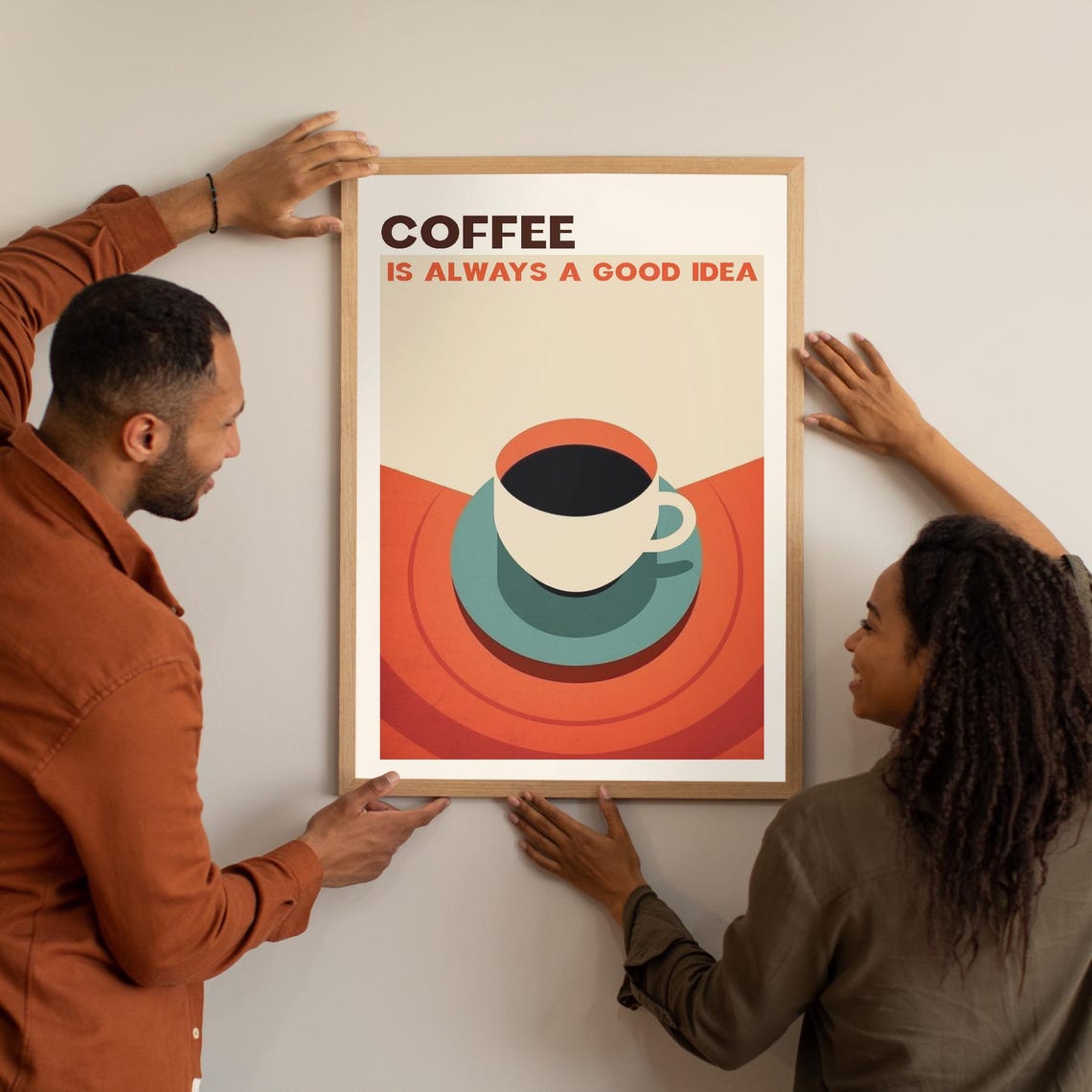 Coffee Is Always a Good Idea Bold Retro Cup Kitchen Charming Poster - Image 4