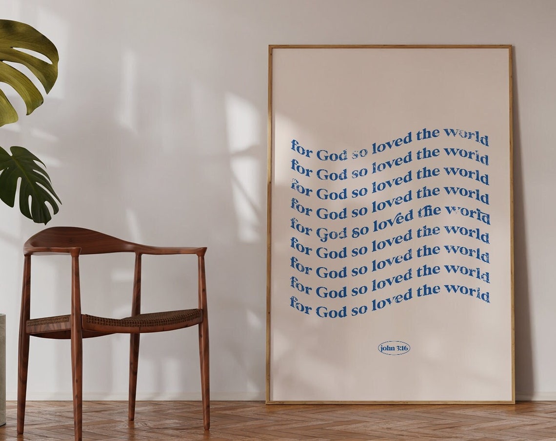 John 316 Print For God So Loved Christian Aesthetic Wall Art Bible Verse Art - Image 4