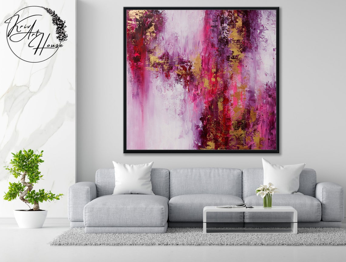 Pink Magenta Gold Romantic Vertical Abstract Wall Art Poster - Image 3