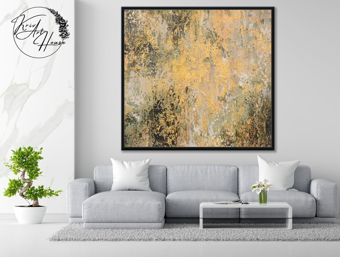 Extra Large Abstract Painting, Gold And Grey Art Print - Image 4