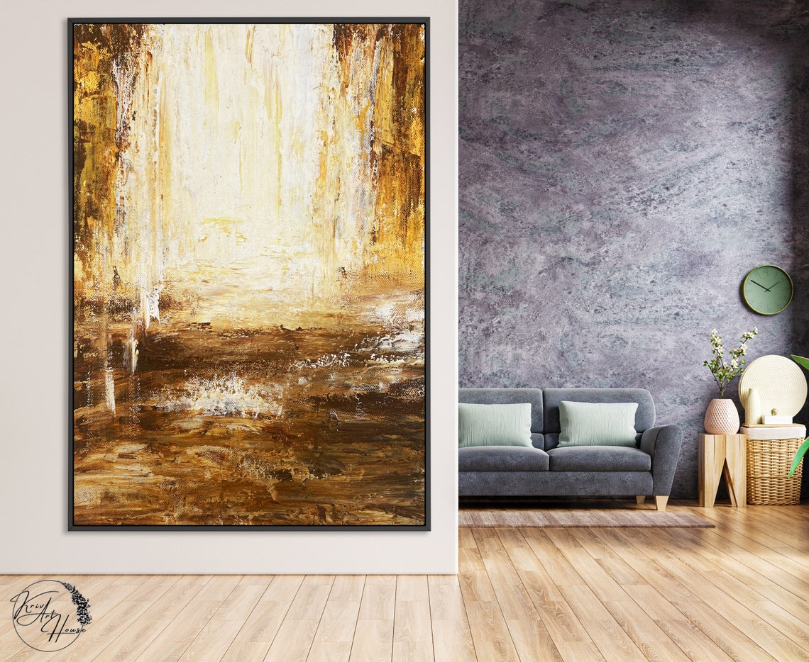 Bronze Gold Abstract Glowing Field Sunset Texture Wall Art Print - Image 4