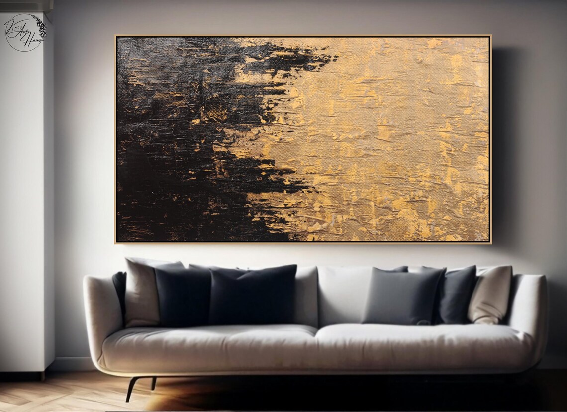 Gold Black Abstract Art, Modern Wall Art Print - Image 3