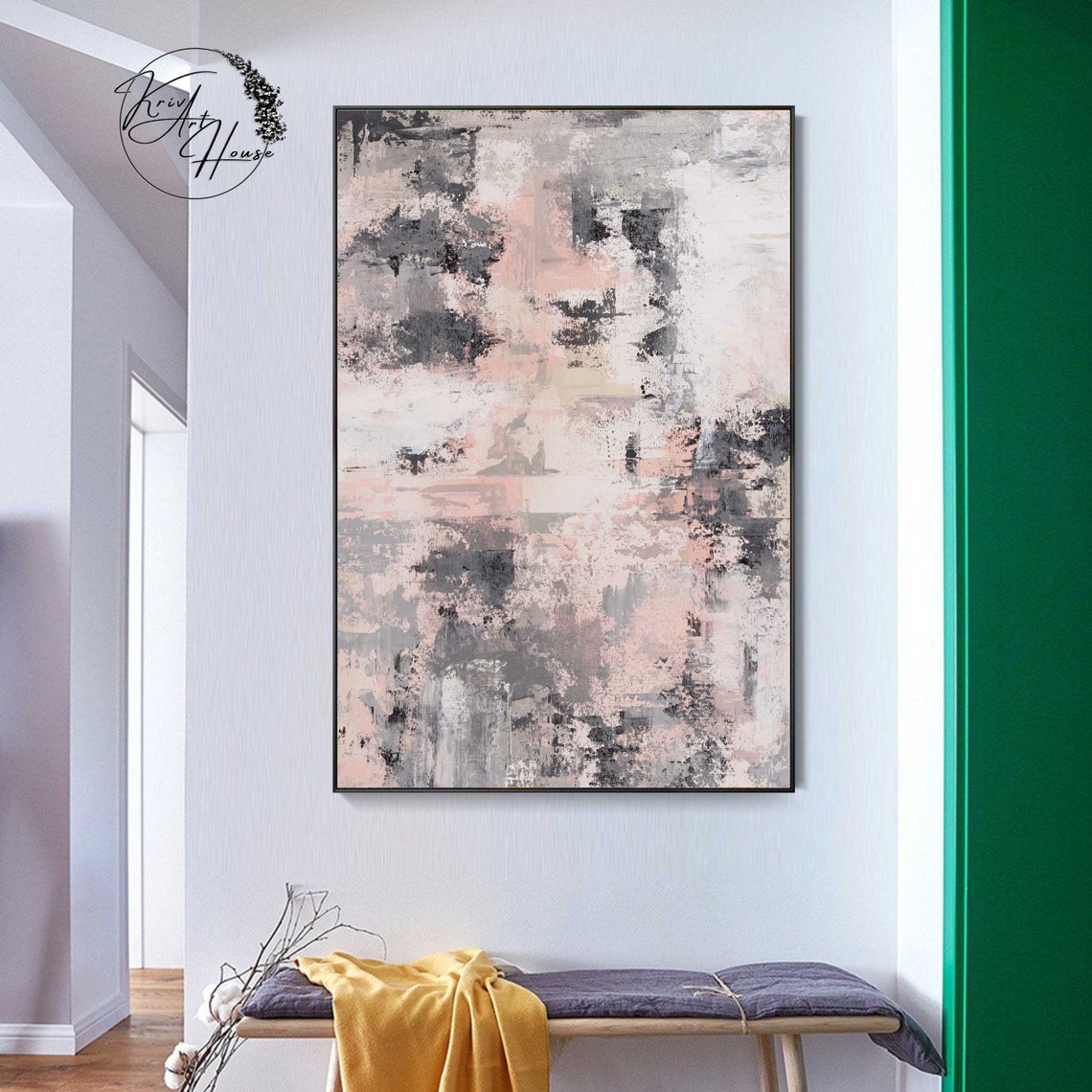 Blush Pink Grey Charcoal Soft Neutral Modern Abstract Poster - Image 3