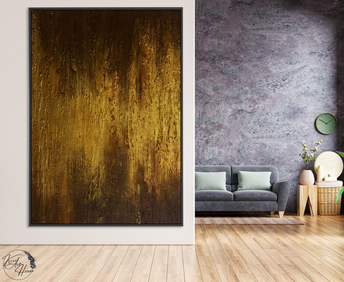 Golden Texture Abstract Wall Art Print, Modern Decor - Image 4