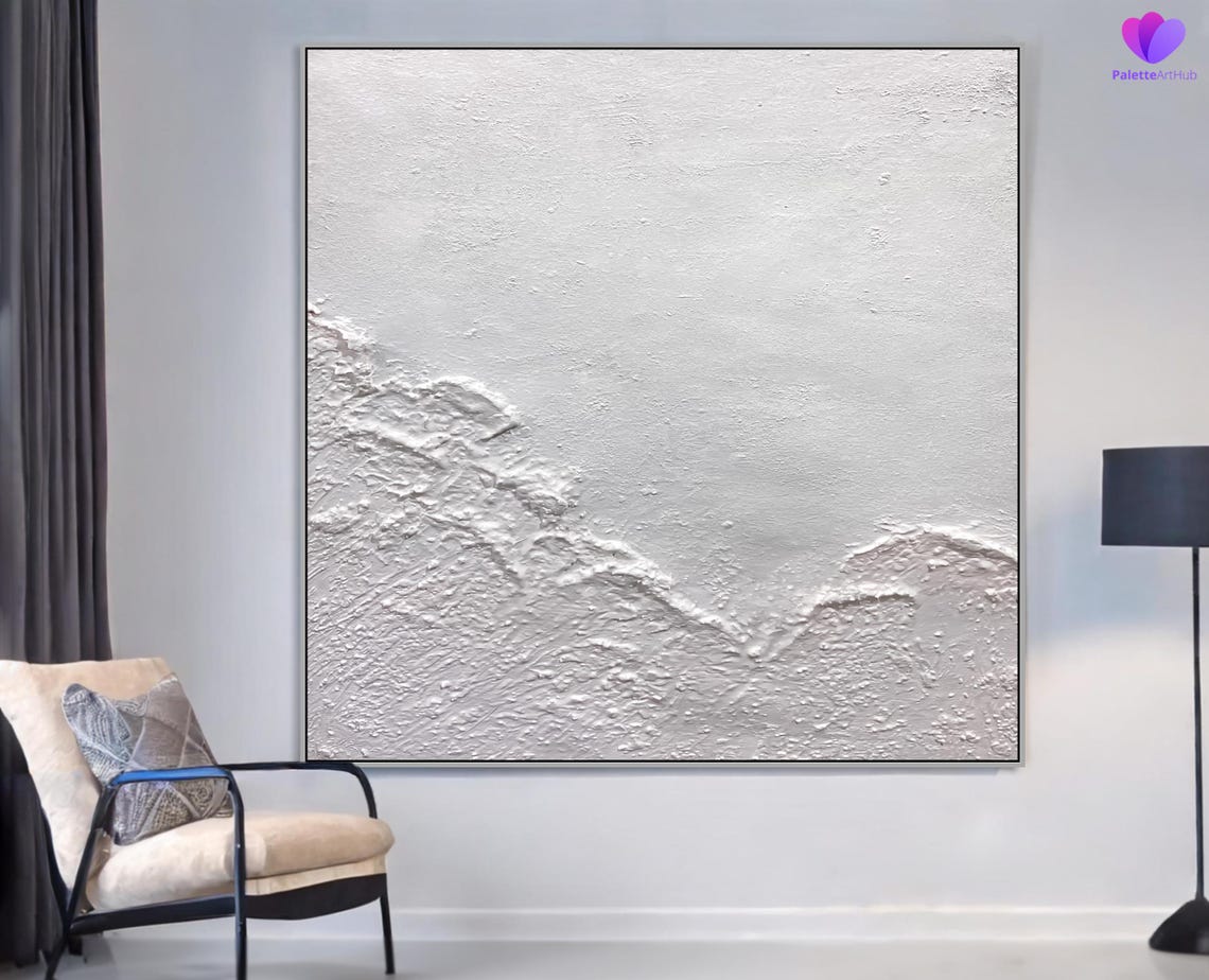 White Minimalist Soft Wave 3D Textured Calm Serene Abstract Poster - Image 4