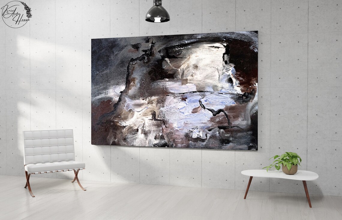 Black and Grey Abstract Painting, Minimalist Art Print - Image 4