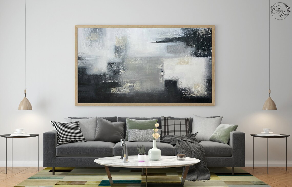 Black and White Abstract Painting Trendy Art Print - Image 3