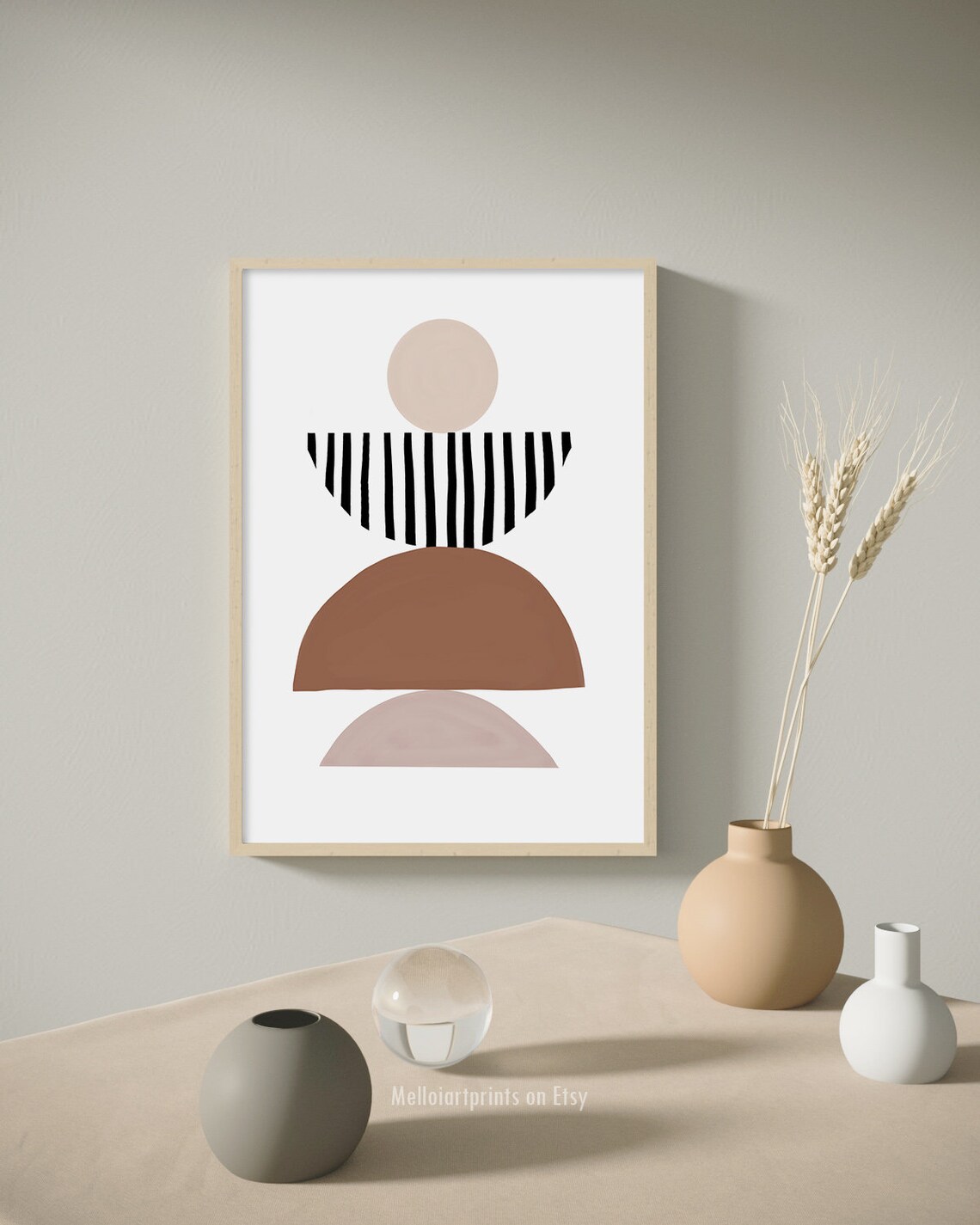 Geometric Neutral Boho Abstract Art Print