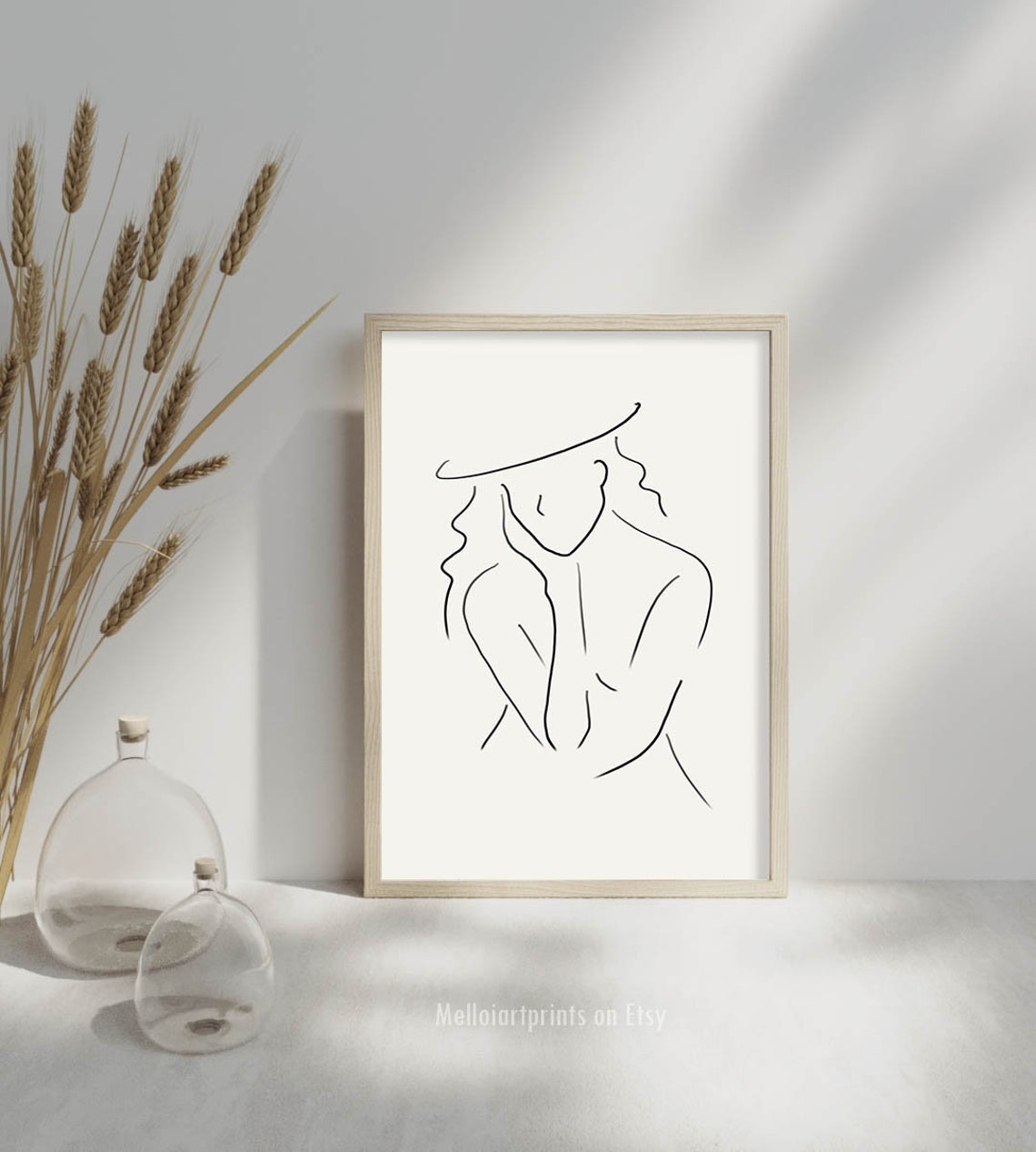 Woman with Hat Minimalist Single Line Drawing Elegant Poster - Image 3