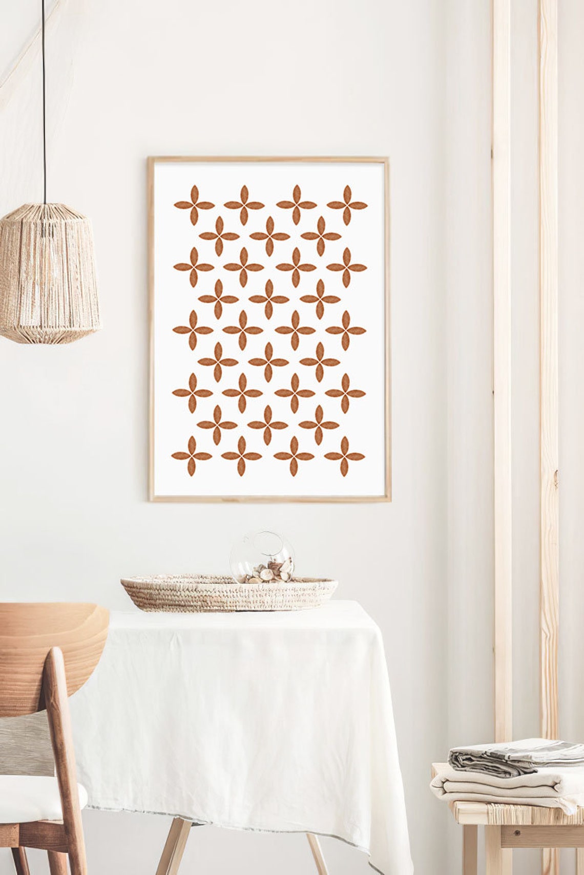 Terracotta Floral Pattern Art Geometric Minimalist Boho Poster - Image 2