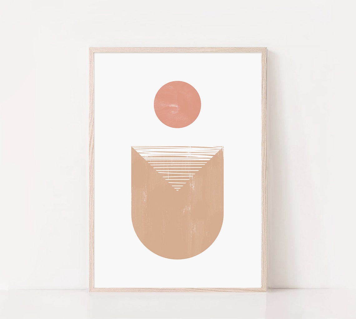 Terracotta Sun Circle Geometric Arch Minimal Modern Wall Poster
