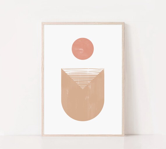 Beige Geometric Art Print Beige Boho Decor Beige Mid Century Art Large Wall Art Wall Art Geometric Print Neutral Wall Art