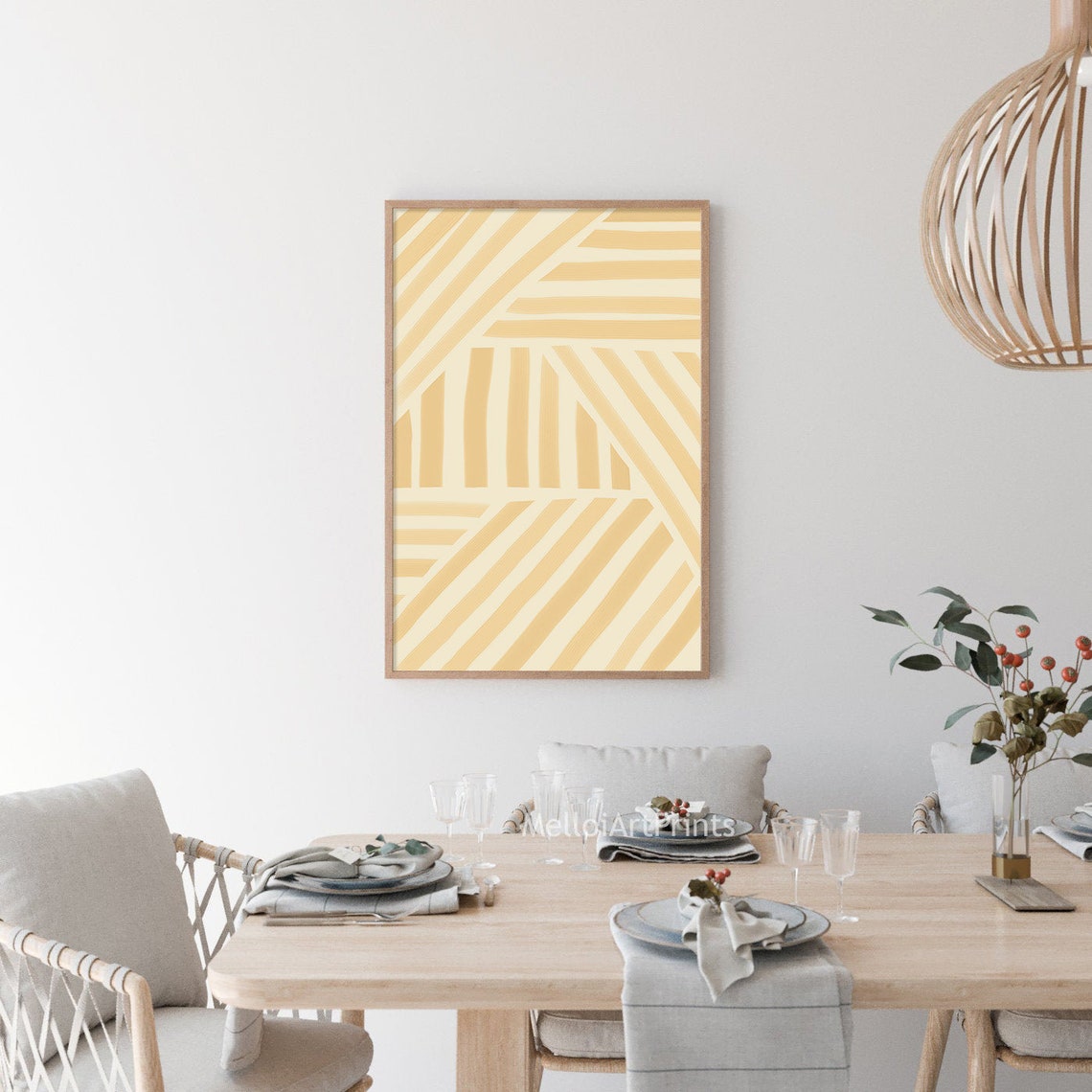 Sunny Yellow Geometric Stripe Pattern Modern Cheerful Wall Art - Image 2