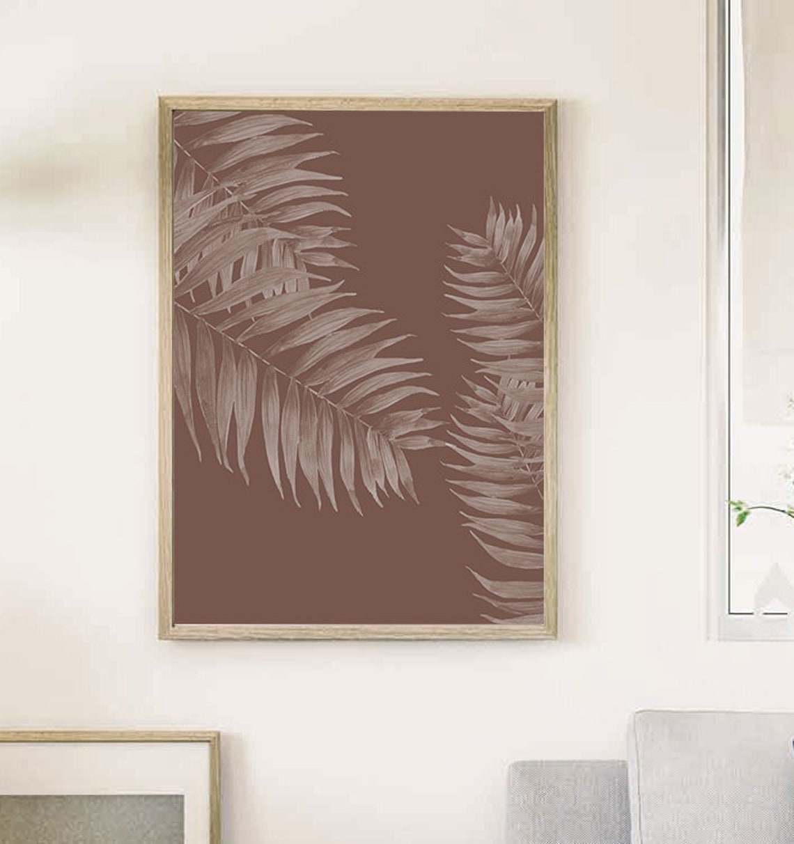 Palm Leaves Botanical Art Brown Tropical Fronds Modern Wall Poster - Image 2