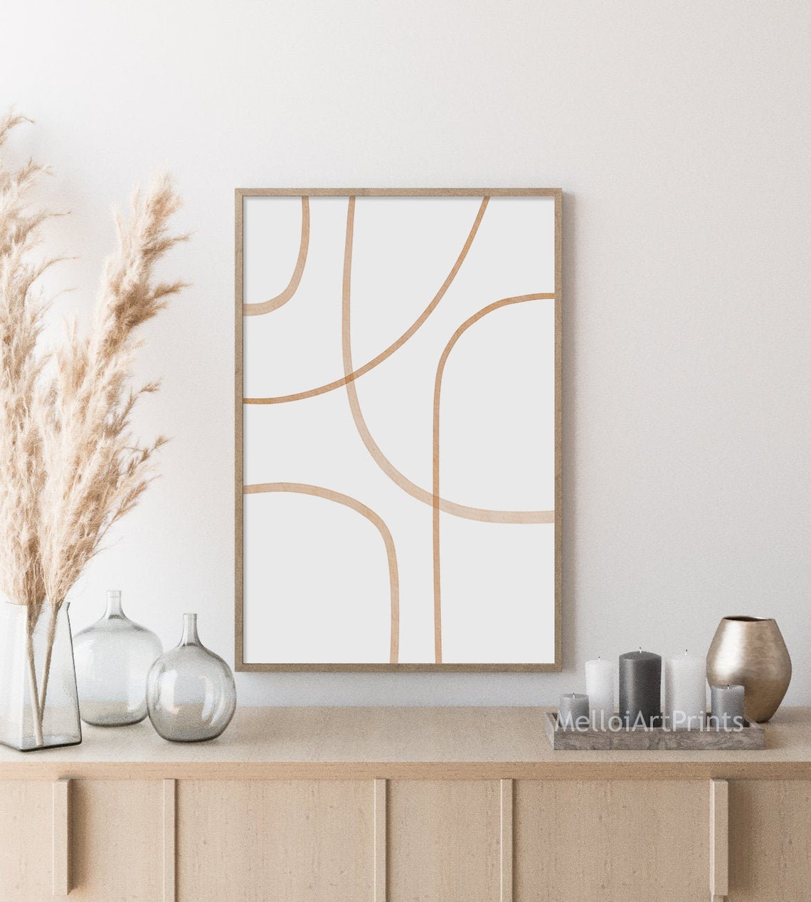 Beige Minimalist Curved Terracotta Line Art Neutral Modern Poster - Image 3