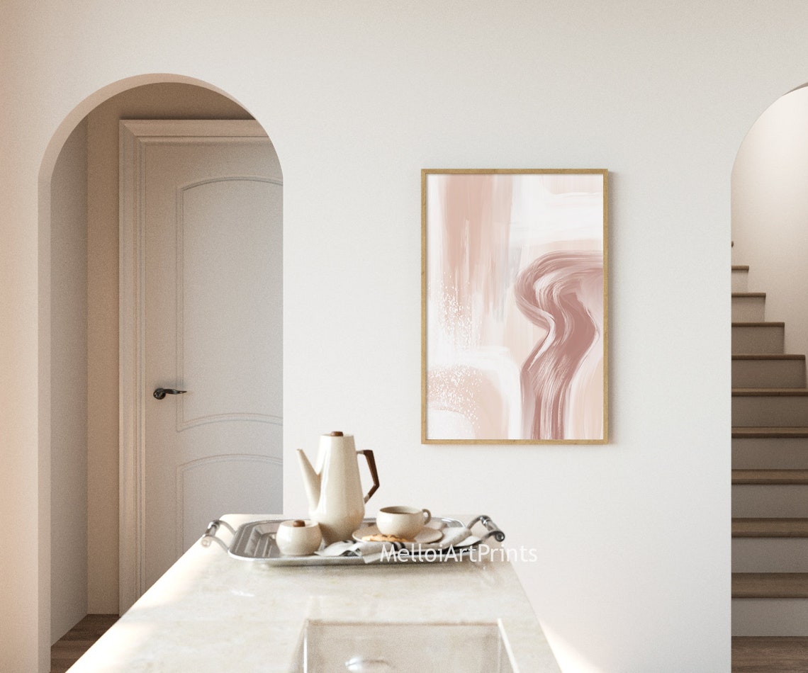 Blush Pink Abstract Brushstrokes Modern Pastel Swirl Art Poster - Image 2