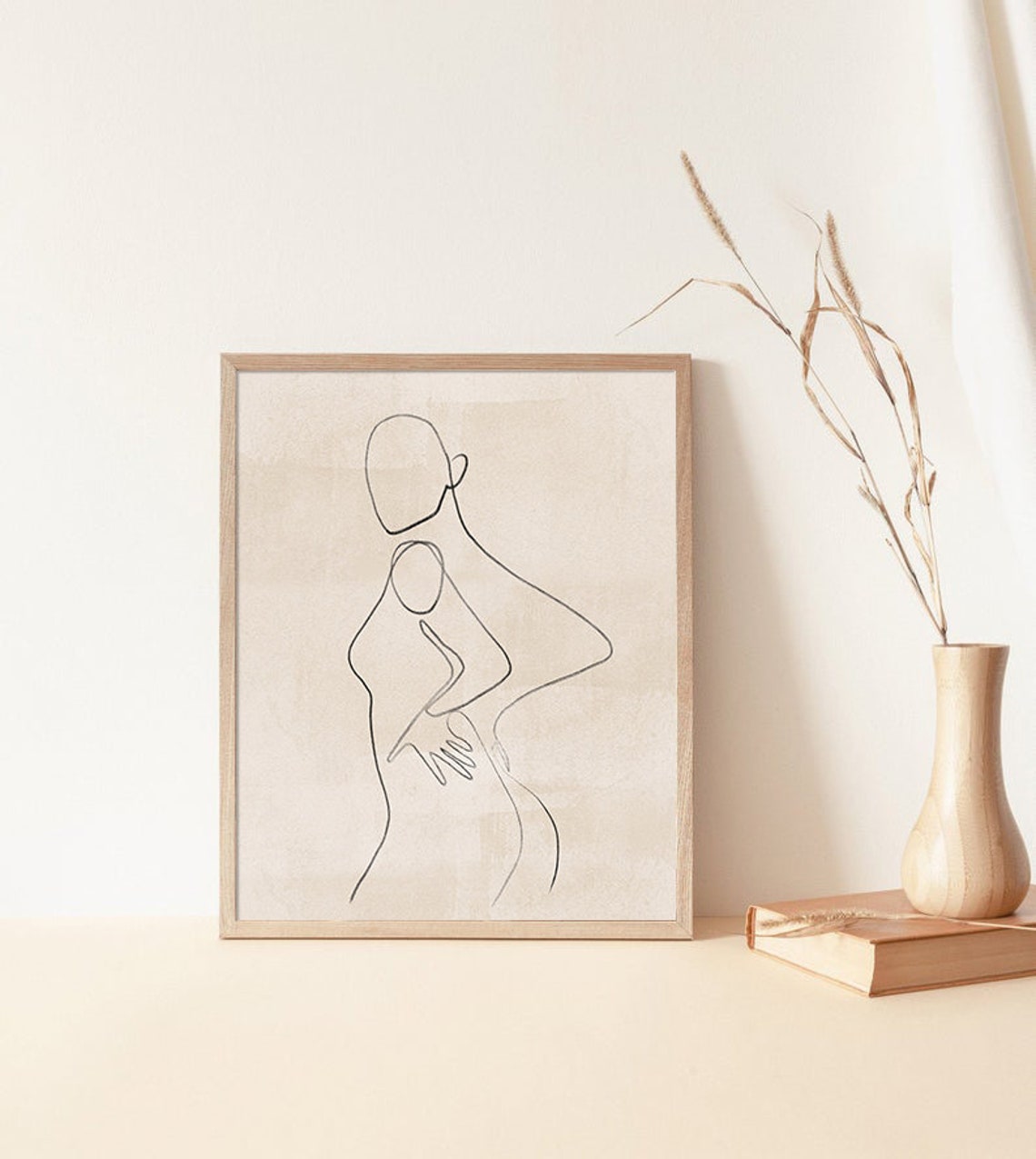 Woman Body Single Line Drawing Neutral Minimalist Figure Wall Art - Image 2