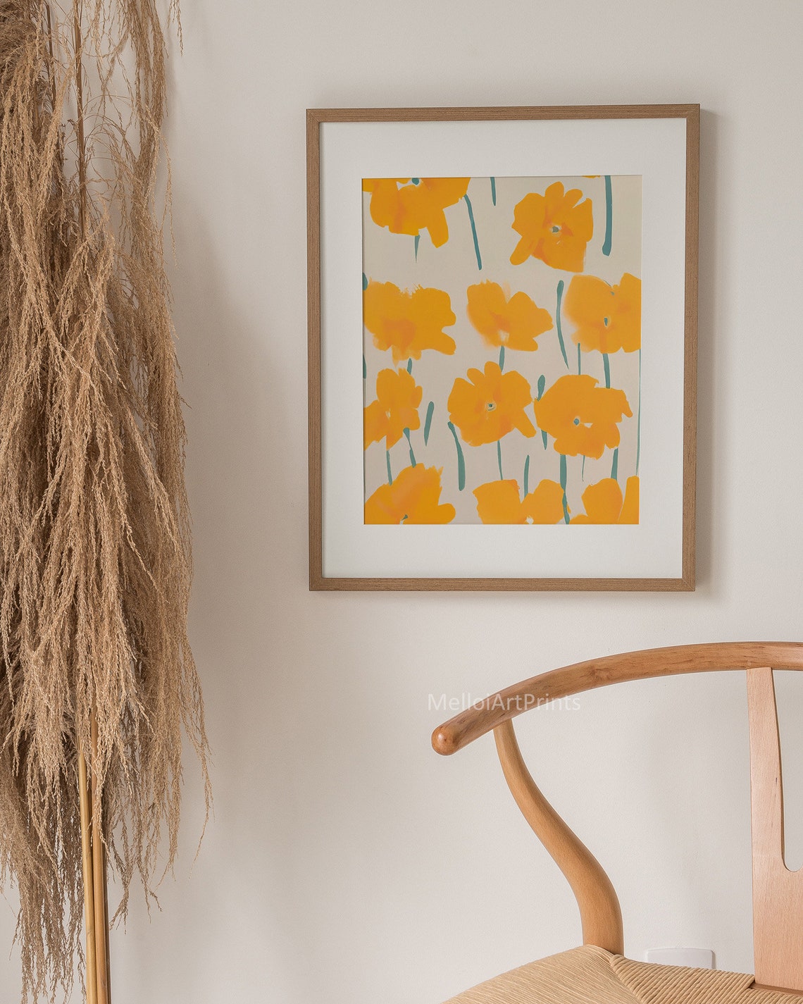 Golden Yellow Flowers Painterly Botanical Modern Wall Poster - Image 2