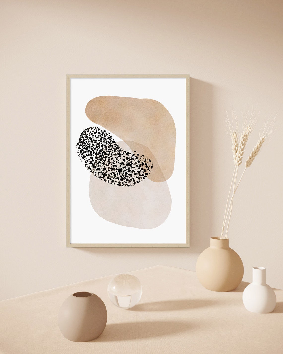 Speckled Beige Organic Blobs Modern Abstract Neutral Wall Poster - Image 3