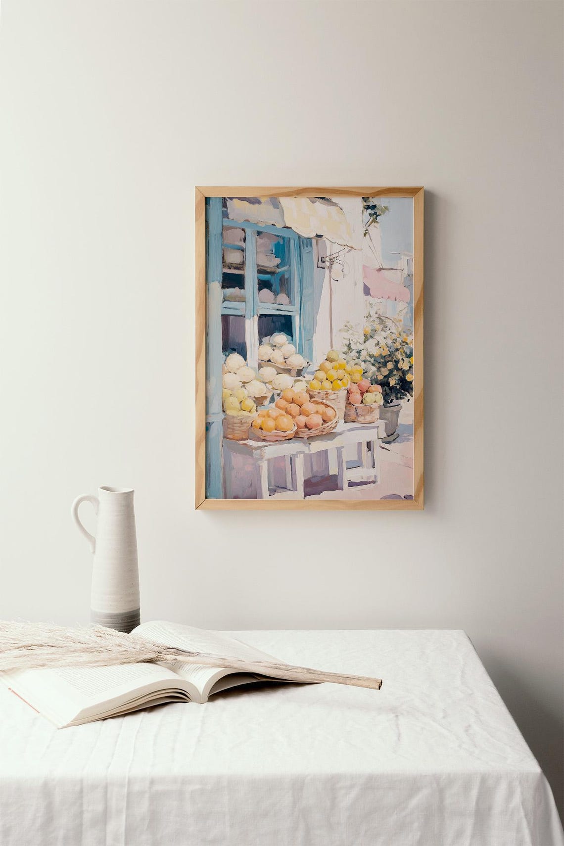 Mediterranean Fruit Stand Citrus Market Painting Kitchen Wall Art - Image 2