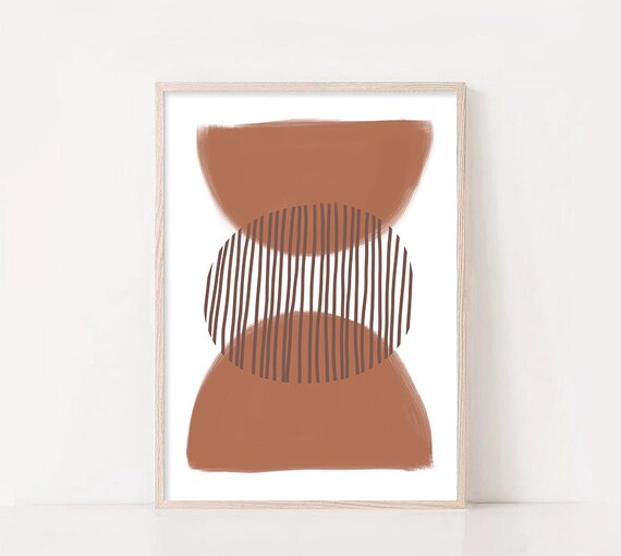 Mid Century Line Art Terracota Geometric Line Art Modern Abstract Art Abstract Wall Art Minimalist Print Living Room Wall Art Wall Decor