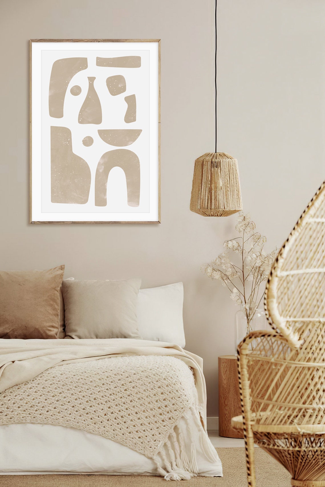 Beige Organic Shapes Collage Matisse Style Neutral Modern Art Poster - Image 3