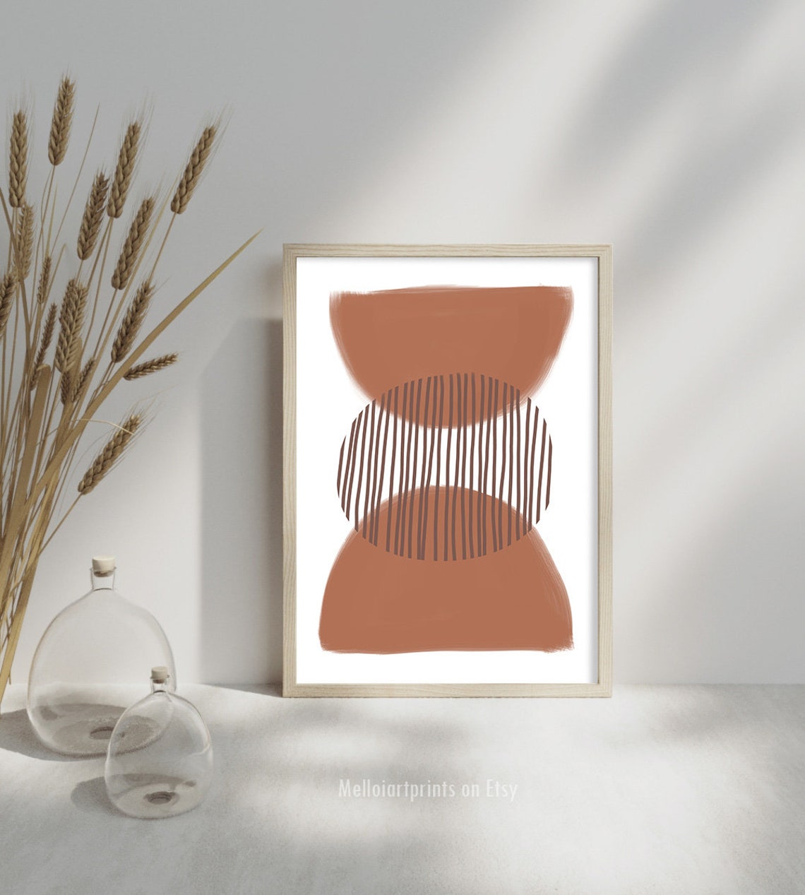 Terracotta Geometric Half Moon Boho Abstract Minimalist Wall Poster - Image 3