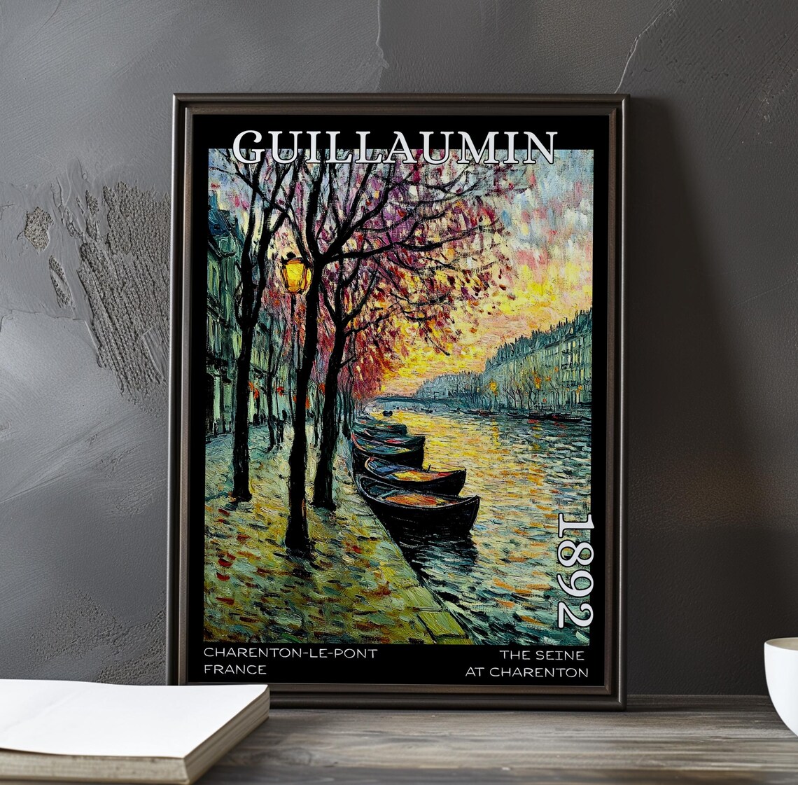 Guillaumin The Seine at Charenton Autumn Sunset Boats 1892 Poster