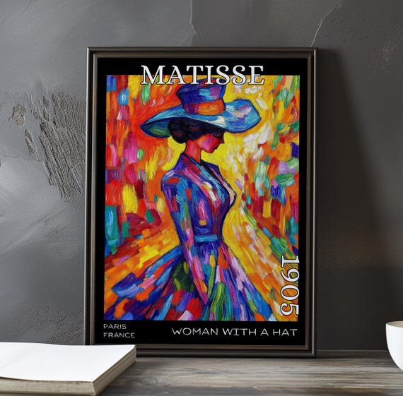 Woman With A Hat 1905 Henri Matisse Print Poster Bold Fauvism Portrait Vibrant Colour Modern French Post Impressionism Wall Art Decor