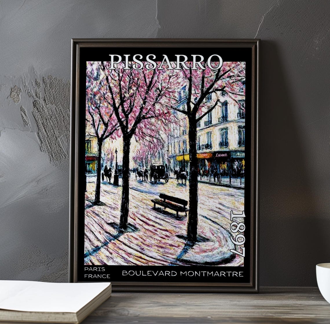Pissarro Boulevard Montmartre 1897 Street Bench Curved Corner Poster