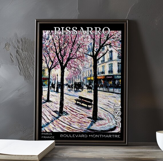 Pissarro Boulevard Montmartre 1897 Street Bench Curved Corner Poster
