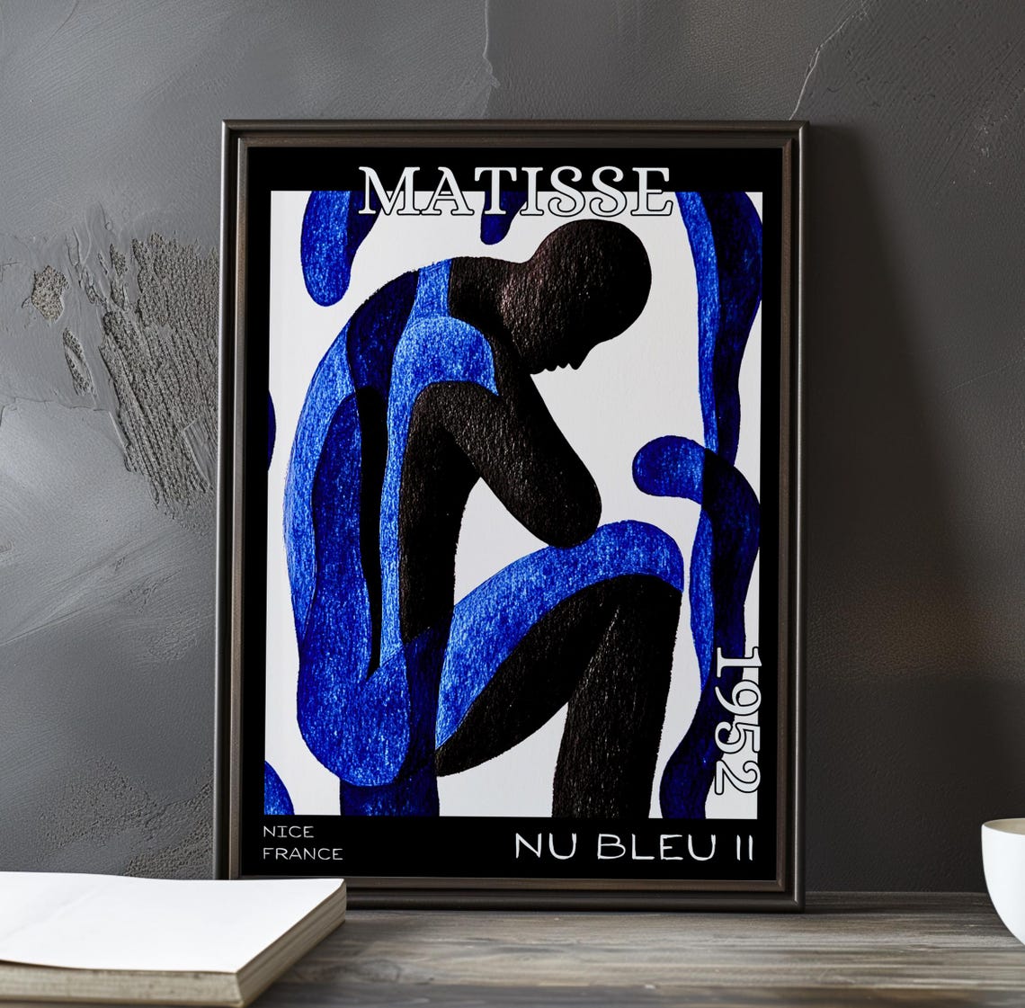 Henri Matisse Nu Bleu II 1952 Charcoal Hunched Blue Figure Poster