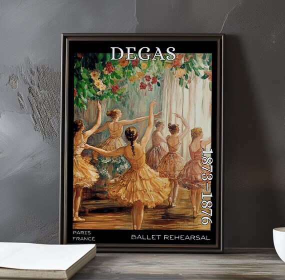 Dancers in Rose Tutus under Flower Canopy Degas-Style Ballet Poster