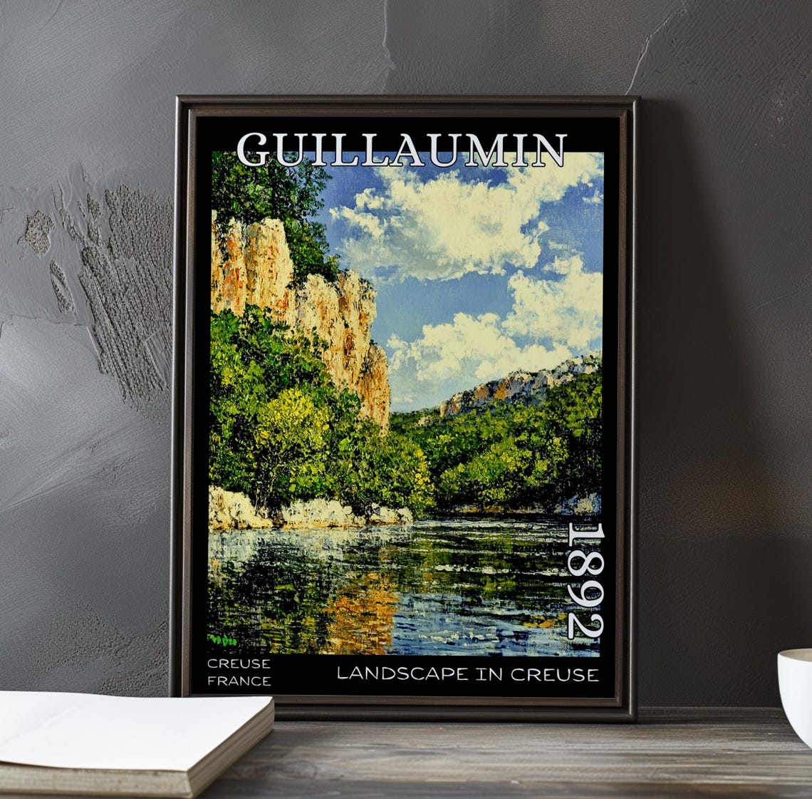 Landscape in Creuse 1892 France Cliff Reflected in River Poster