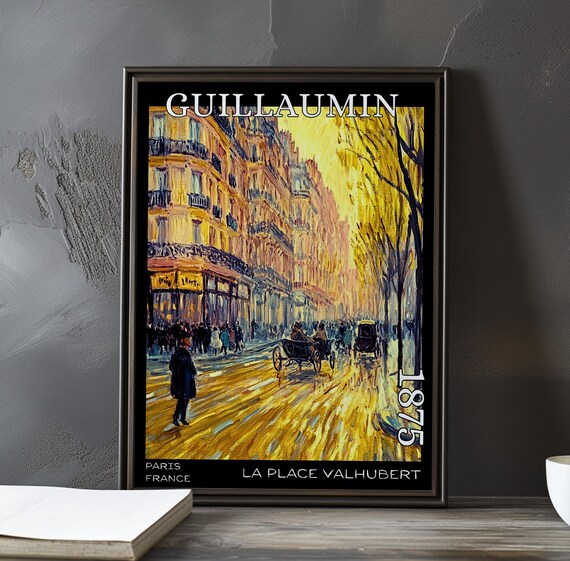 La Place Valhubert 1875 Paris Golden Wet Boulevard Crowd Poster