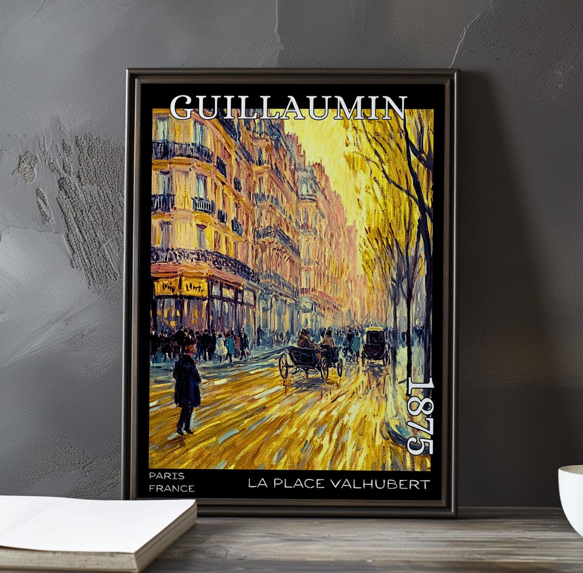 La Place Valhubert 1875 Paris Golden Wet Boulevard Crowd Poster