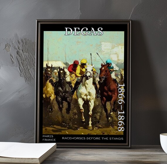 Jockeys Charging with Raised Whips Degas-Style Horse Race Poster