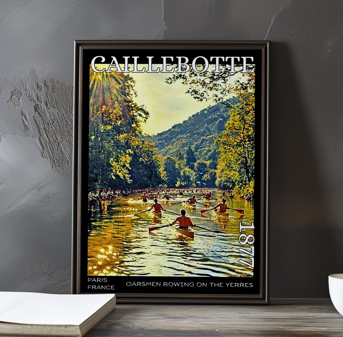 Caillebotte Regatta Rowers Racing on Sunlit River 1877 Poster