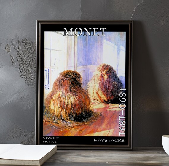 Monet 1890-1891 Two Haystacks Glowing Inside Bright Sunlit Room Poster