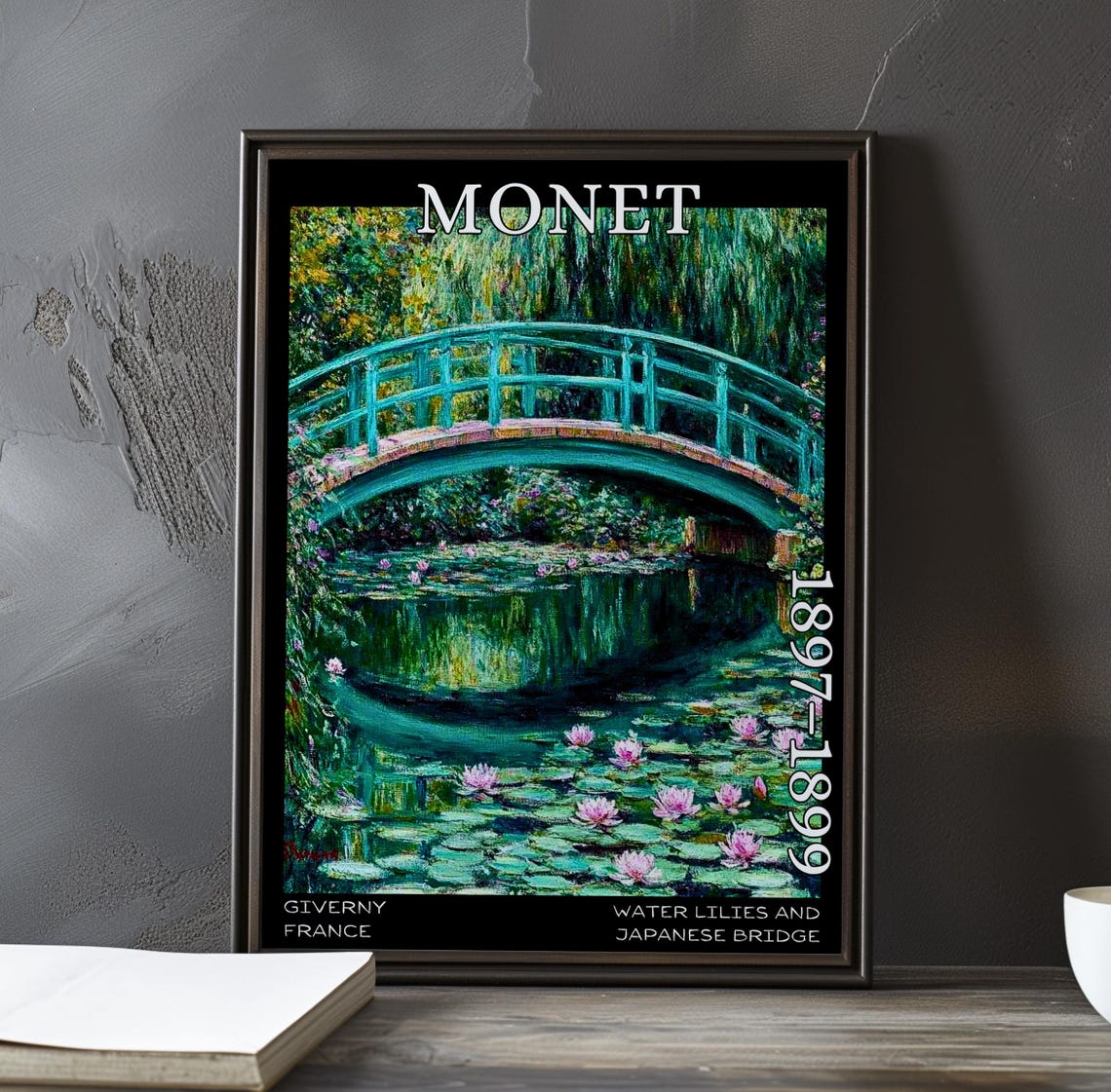 Japanese Bridge Emerald Rail Dark Pond Monet 1897-1899 Poster