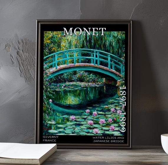 Water Lilies Japanese Bridge 18971899 Claude Monet Print Poster Impressionism Post Impressionist Pond Scene French Floral View Art